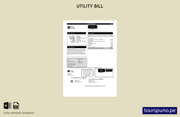 lista para imprimir plantilla de factura de servicios públicos de Texas Direct E